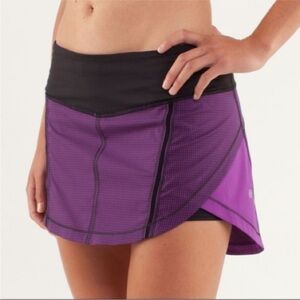 Lululemon Full Stride Skirt (Regular) Violet Black /Black / Tender Violet Sz 6